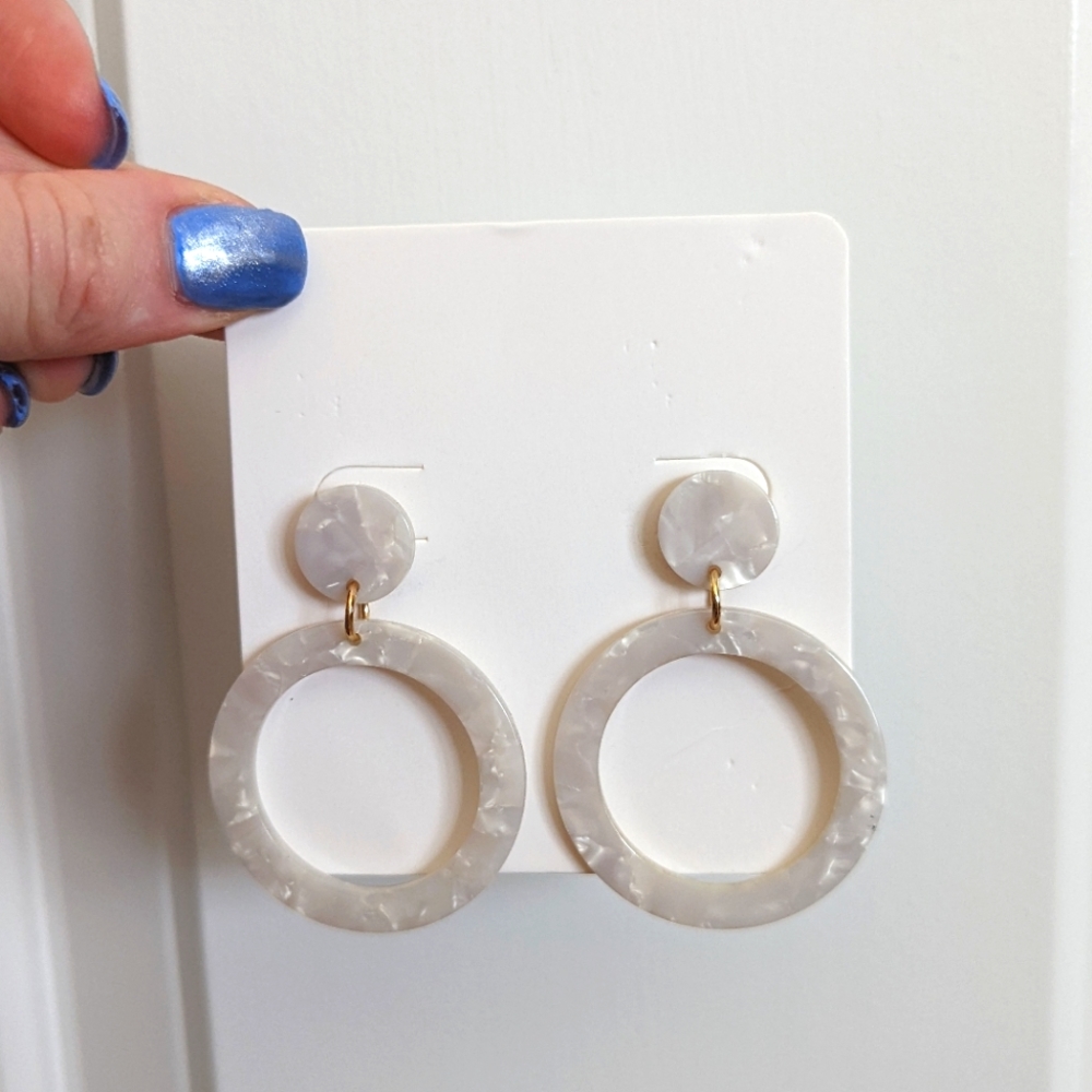 White Marble Style Earrings